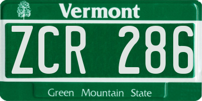 VT license plate ZCR286