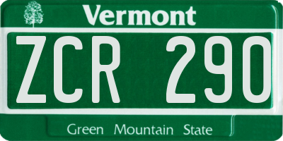VT license plate ZCR290