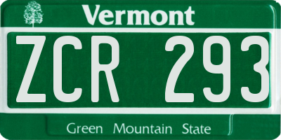 VT license plate ZCR293