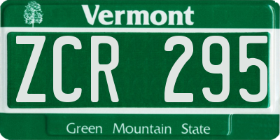 VT license plate ZCR295