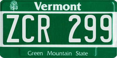 VT license plate ZCR299