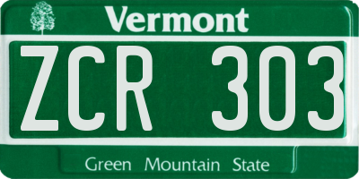 VT license plate ZCR303