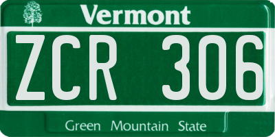 VT license plate ZCR306