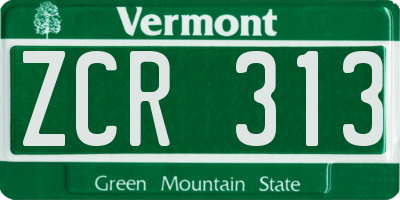 VT license plate ZCR313