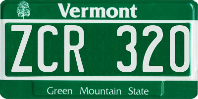 VT license plate ZCR320