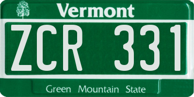 VT license plate ZCR331