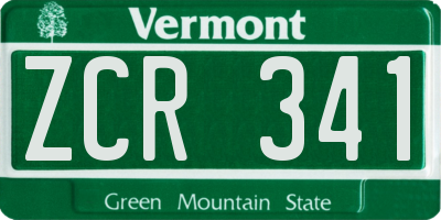 VT license plate ZCR341