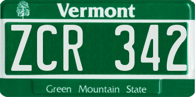 VT license plate ZCR342