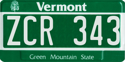 VT license plate ZCR343
