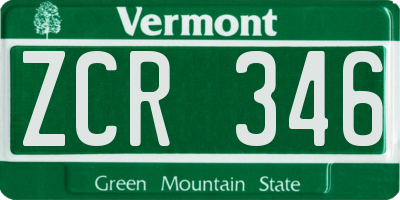 VT license plate ZCR346