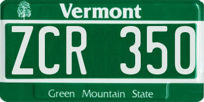 VT license plate ZCR350
