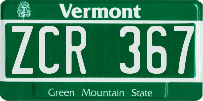 VT license plate ZCR367