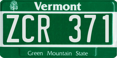 VT license plate ZCR371