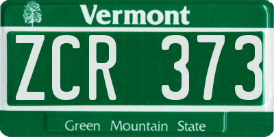 VT license plate ZCR373