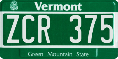 VT license plate ZCR375