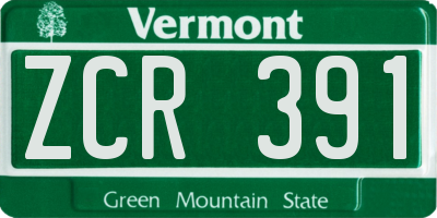 VT license plate ZCR391