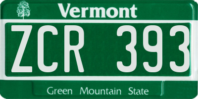 VT license plate ZCR393