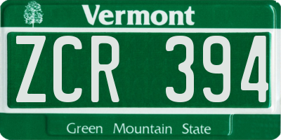 VT license plate ZCR394