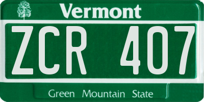VT license plate ZCR407