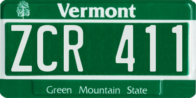 VT license plate ZCR411