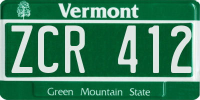 VT license plate ZCR412