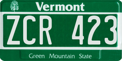 VT license plate ZCR423