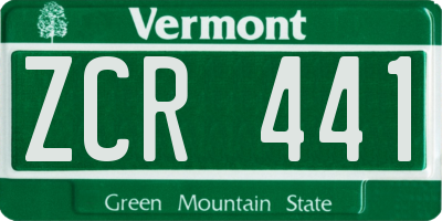 VT license plate ZCR441