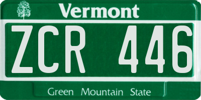 VT license plate ZCR446