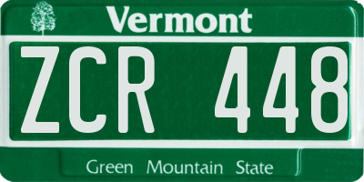 VT license plate ZCR448