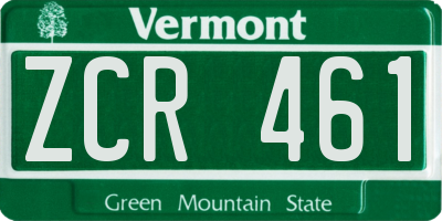 VT license plate ZCR461