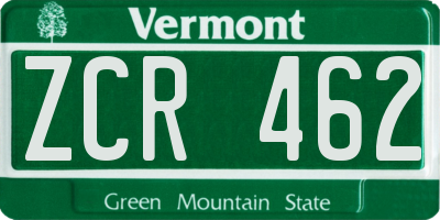 VT license plate ZCR462