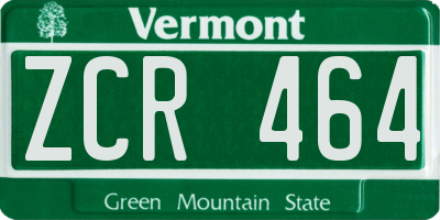 VT license plate ZCR464