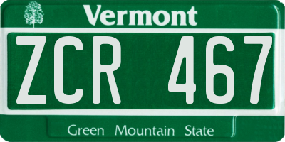 VT license plate ZCR467