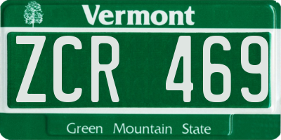 VT license plate ZCR469