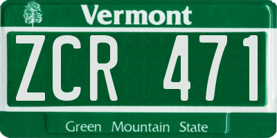 VT license plate ZCR471