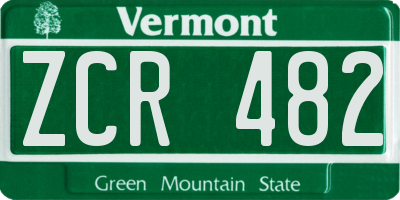 VT license plate ZCR482