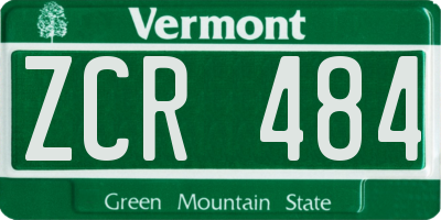 VT license plate ZCR484