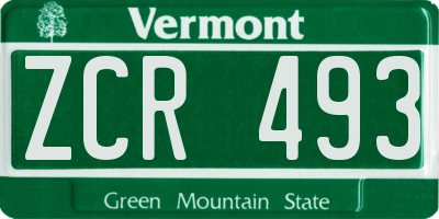 VT license plate ZCR493