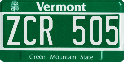 VT license plate ZCR505
