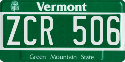 VT license plate ZCR506