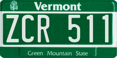 VT license plate ZCR511