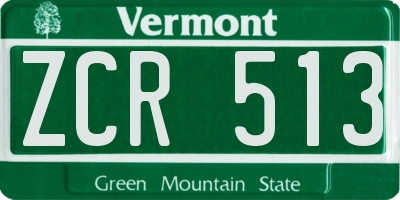 VT license plate ZCR513