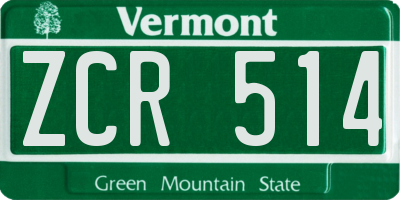 VT license plate ZCR514