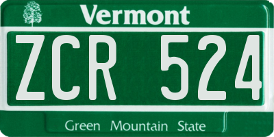 VT license plate ZCR524