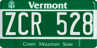VT license plate ZCR528