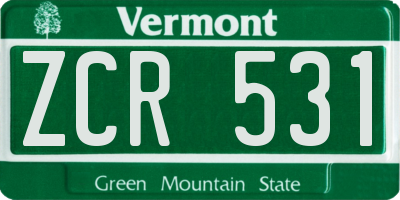 VT license plate ZCR531