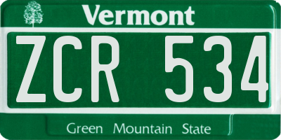 VT license plate ZCR534