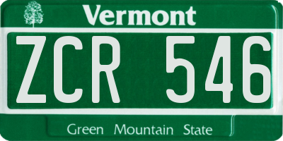 VT license plate ZCR546
