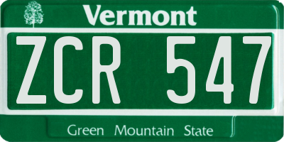 VT license plate ZCR547