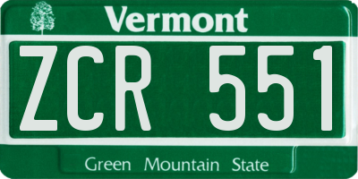 VT license plate ZCR551
